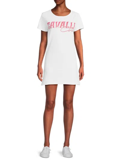 Roberto Cavalli Women's Logo T-shirt Minidress In White