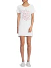 Roberto Cavalli Women's Logo T-shirt Minidress In White Pink