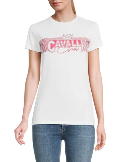 Roberto Cavalli Women's Logo T-shirt In White