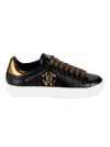 Roberto Cavalli Women's Metallic Leather Low Top Sneakers In Black