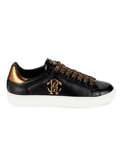 Roberto Cavalli Women's Metallic Leather Low Top Sneakers In Black