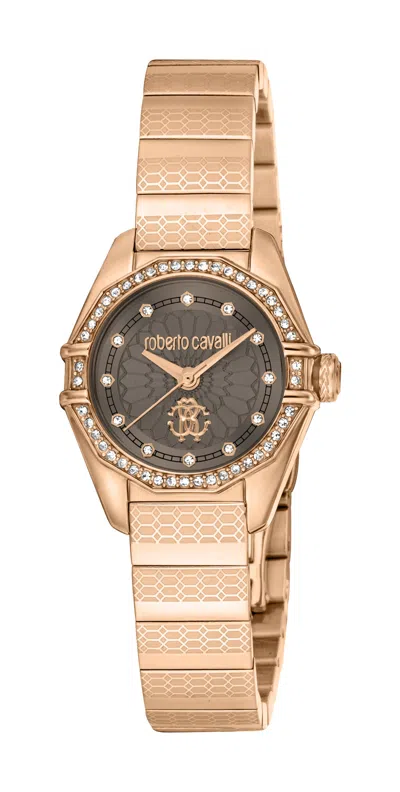 Roberto Cavalli Women's Mini Dark Grey Dial Rose Gold Quartz Watch