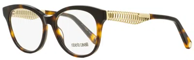 Roberto Cavalli Women's Oval Eyeglasses Rc5090 052 Dark Havana/gold 52mm In Multi