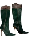 Roberto Cavalli Women's Pony Style Calf Skin Boots In Dark Green & Brown In Multi