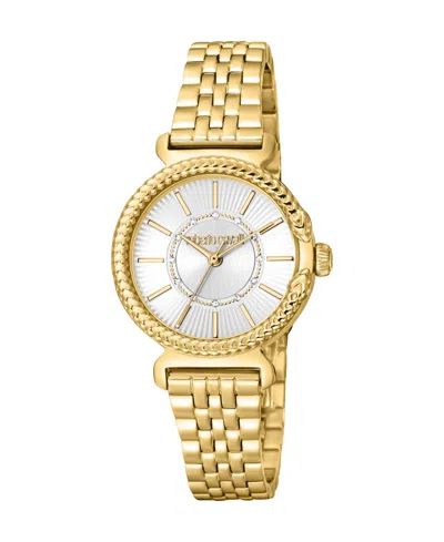Roberto Cavalli Women's Quartz Gold-tone Stainless Steel Watch 30mm In Silver