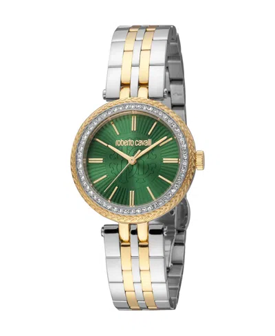 Roberto Cavalli Women's Quartz Two-tone Stainless Steel Watch 30mm In Silver Gold Green