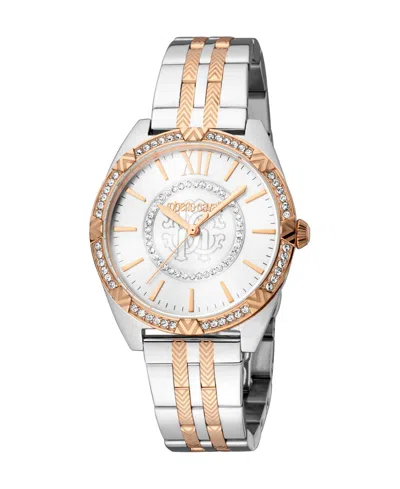 Roberto Cavalli Women's Quartz Two-tone Stainless Steel Watch 34mm In Silver