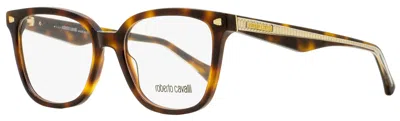 Roberto Cavalli Women's Rectangular Eyeglasses Rc5078 Murlo 052 Havana/gold 52mm In Multi
