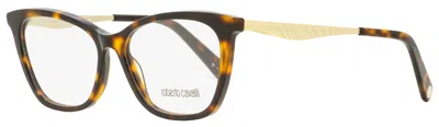 Roberto Cavalli Women's Rectangular Eyeglasses Rc5095 052 Havana/gold 54mm In Multi