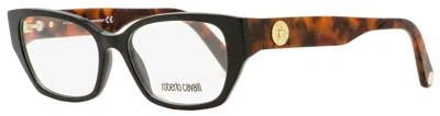 Roberto Cavalli Women's Rectangular Eyeglasses Rc5101 005 Black/havana 52mm In Multi