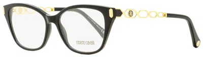 Roberto Cavalli Women's Rectangular Eyeglasses Rc5113 001 Black/gold 52mm In Multi