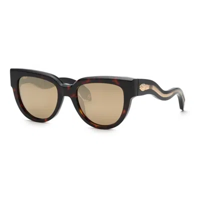 Roberto Cavalli Elegant Women's Sunglasses With Mirrored Lenses In Brown