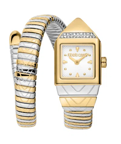 Roberto Cavalli Women Snake Stainless Steel Two Tone Silver & Gold Color Watch In Multi