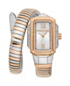 Roberto Cavalli Women Snake Stainless Steel Two Tone Silver & Rose Gold Color Watch In Multi