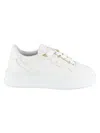Roberto Cavalli Women's Snakeskin-embossed Leather Platform Sneakers In White