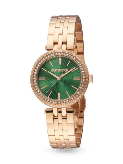 Roberto Cavalli Women's Stainless Steel Bracelet Watch/30mm In Gold Dark Green
