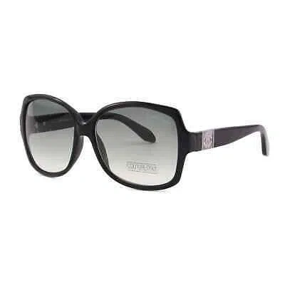 Pre-owned Roberto Cavalli Women Sunglasses Black Square Gray-olive Lens Rc651s-01b In Green