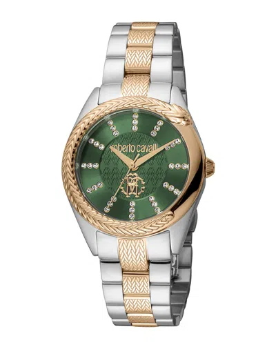 Roberto Cavalli Fashion Watch Quartz Green Dial Ladies Watch Rc5l038m0115 In Two Tone  / Gold Tone / Green / Rose / Rose Gold Tone