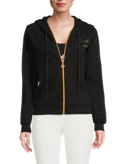 Roberto Cavalli Women's Zip-front Logo Cotton-blend Hoodie
