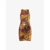 Roberto Cavalli Womens Ambra Nero Ambra Graphic-print Sequined Mini Dress In Multi