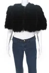 Roberto Cavalli Womens Fox Fur Fringe Cropped Coat Black In Black