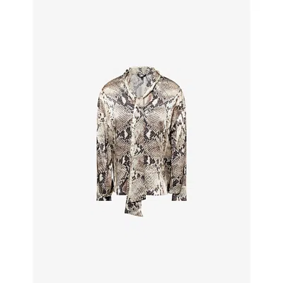 Roberto Cavalli Womens Roccia Long-sleeves Printed Silk Shirt In Brown