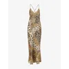 Roberto Cavalli Womens Naturale Animal-print Open-back Silk Maxi Dress In Animal Print