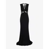Roberto Cavalli Womens Nero Cut-out Lace-panel Woven Gown In Black