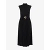 Roberto Cavalli Womens Nero Gathered High Neck Woven Midi Dress In Black