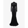 Roberto Cavalli Womens Nero Leopard Burnout Velvet Maxi Dress In Black