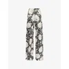 Roberto Cavalli Womens Oro Nero Avorio Emat Floral Drawstring Silk Trousers In Black