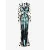 Roberto Cavalli Womens Turchese Plunge Ruched Stretch-woven Maxi Dress In Green