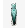 Roberto Cavalli Ray Of Sea Printed Silk Twill Midi Dress