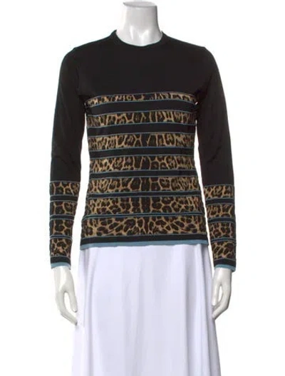 Pre-owned Roberto Cavalli Wool Animal Print Sweater In Black