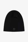 Roberto Cavalli Wool Beanie With Mirror Snake Monogram In Black