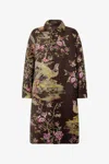 Roberto Cavalli Wool-blend Coat With Natural Landscape In Brown