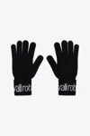 Roberto Cavalli Wool Blend Gloves With Logo In Black & White