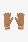 Roberto Cavalli Wool Blend Gloves With Logo In Light Brown