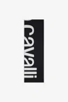 Roberto Cavalli Wool Blend Scarf With Logo In Black & White