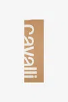 Roberto Cavalli Wool Blend Scarf With Logo In Light Brown