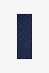 Roberto Cavalli Wool Blend Scarf With Rc Monogram And Logo In Dark Blue