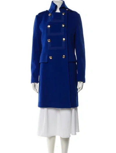 Pre-owned Roberto Cavalli Wool Coat W/ Tags In Blue