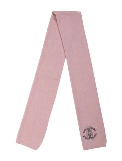 Pre-owned Roberto Cavalli Wool Graphic Print Scarf In Pink
