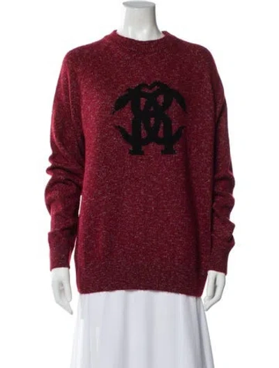 Pre-owned Roberto Cavalli Wool Graphic Print Sweater In Burgundy