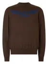 Roberto Cavalli Wool Sweater With Winged Logo In Brown