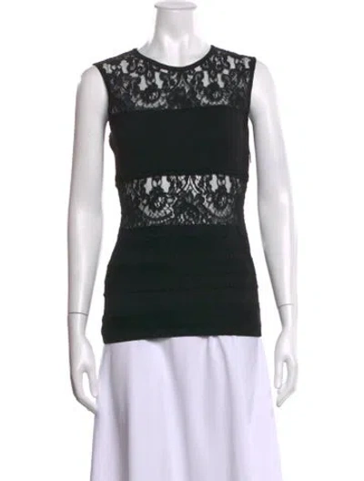 Pre-owned Roberto Cavalli Wool Lace Pattern Top In Black
