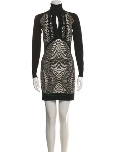 Pre-owned Roberto Cavalli Wool Mini Dress In Black
