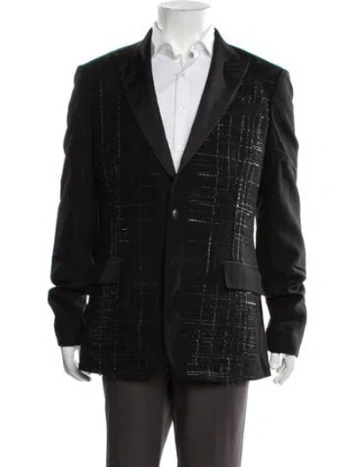 Pre-owned Roberto Cavalli Wool Patterned Blazer In Black