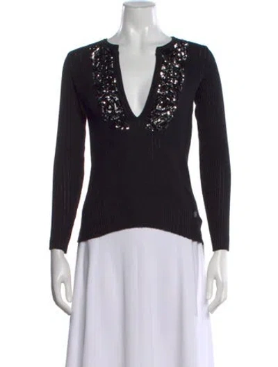 Pre-owned Roberto Cavalli Wool Patterned Sweater In Black