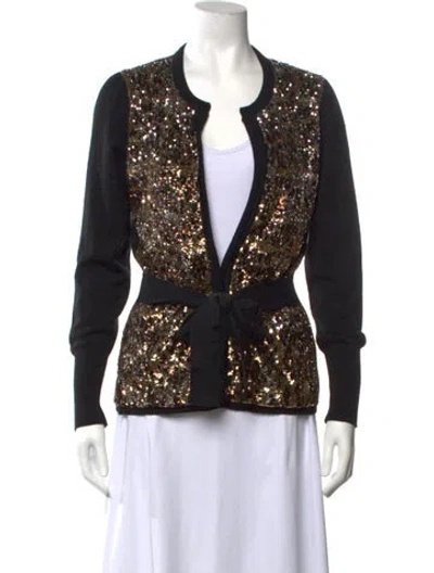 Pre-owned Roberto Cavalli Wool Patterned Sweater In Black/gold